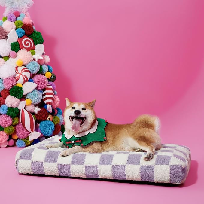 LE SURE Dog Beds Large Sized-Thick Shredded Chopped Foam Pet Bed as Gift for Indoor with Removable Cover, Cute Modern Fuzzy Plush & Anti Slip Bottom, Purple - Image 7