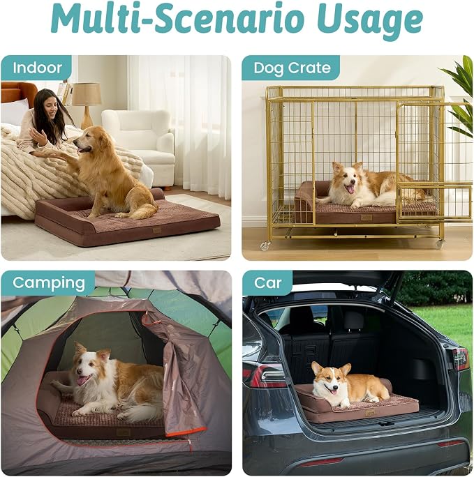 COZY KISS Orthopedic Dog Bed for Extra Large Dog 44x32 inch, XL Pet Sofa, Bolster Foam Bed with Sides, Non-Slip and Egg-Crate Big Dog Couch Bed with Washable Removable Cover, Brown - Image 6
