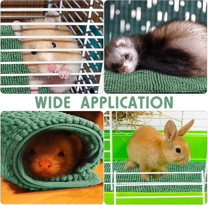 Amylove 4 Pcs Guinea Pig Cage Liner 16 x 24 Inch Washable Chenille Pee Pads Pet Dog Cat Bedding Training Mat Reusable for Small Animals Puppy Bunny Hamster Chinchilla - Image 4