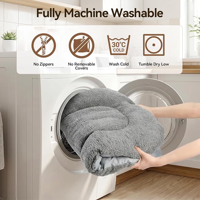 XL Dog Bed Washable for Crate Extra Large Breeds 47x35 Dual-Sided | Reversible Plush & Oxford Pad, Warm & Cooling Cushion, All Seasons Comfort, Soft Thick Support, Oval, Grey Durable Fabric - Image 5