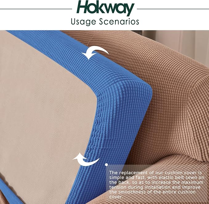 Hokway Stretch Couch Cushion Slipcovers Large Reversible Protector Slipcovers Sofa Cushion Protector Covers(Medium, Frenchblue) - Image 5