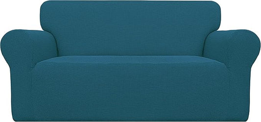 Easy-Going Stretch Loveseat Couch Covers Washable Deep Teal | 1-Piece Loveseat Covers for 2 Cushion Couch Furniture Protector RV Sofa Slipcover Soft with Bottom for Kids Pets by Easy-Going