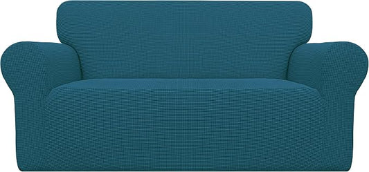 Easy-Going Stretch Oversized Loveseat Couch Covers Washable Peacock Blue | 1-Piece Large Loveseat Cover for 2 Cushion Couch Furniture Protector RV Sofa Slipcover Soft with Bottom for Kids Pets by Easy-Going