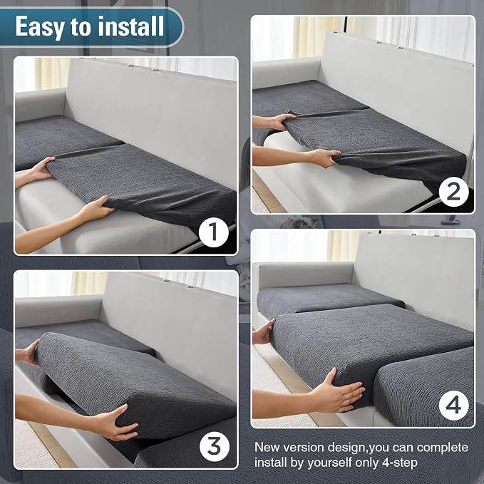 Couch Cushion Covers Loveseat Cover or 2 Seat Sofa Cover Stretch Couch Cover Washable Soft Seat Covers Furniture Protector Sofa Slipcovers for Pets(Dark Grey, Loveseat Cover) - Image 5