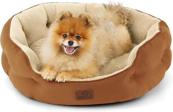 Bedsure Small Dog Bed Washable,Round Cat Beds for Indoor Cats,25in | Terracotta Soft Plush Pet Bed,Dog Beds for Small Dogs for Puppy and Kittens,Anti-Slip Bottom,Easy to Clean by Unknown
