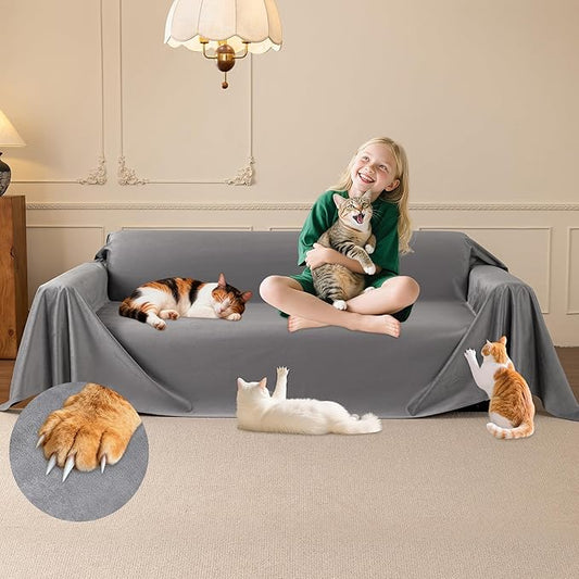 Loiion Cat Scratch Couch Cover Waterproof Sofa Cover 150"x91" | Pet-Friendly Couch Protector, Anti-Scratch & Non Slip Sofa Cover For Cats Dogs Kids, Machine Washable by Loiion