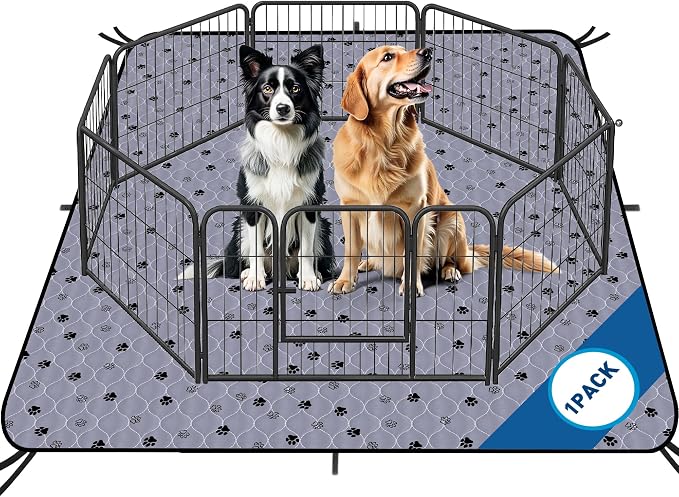 Fostanfly Washable Pee Pads for Dogs, Extra Large 72"x72"-1 Pack, Gray | Reusable Potty Pads, Non-Slip, Leakproof & Absorbent, Pet Mat for Puppy/Senior Dog Whelping Incontinence with 8 Tie Straps by HOME