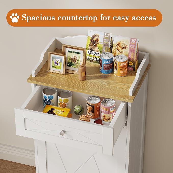 kepptory Dog Feeding Station with Storage Drawer, Pet Organizers and Storage Adjustable Shelf, Dog Feeder Station, Pet Storage Cabinet for Cats and Dogs - Image 6