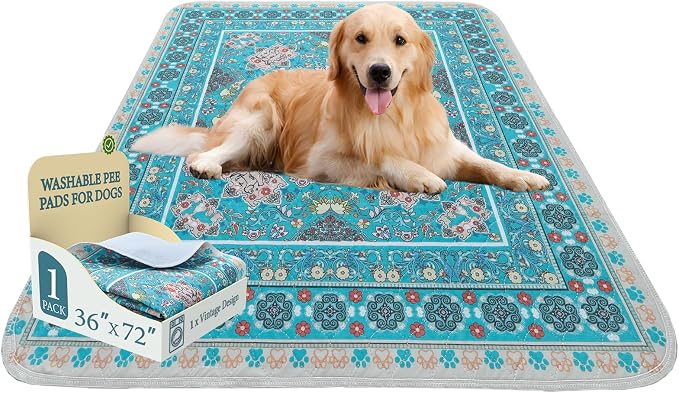 Homimp Washable Pee Pads for Dogs, Extra Large Reusable Puppy Pads Waterproof, Absorbent and Leakproof Dog Pee Pads, Non Slip Puppy Training Pads, Pet Mat for Floor,Crate,Couch,Whelping, Blue,36"x72" by HOMIMP