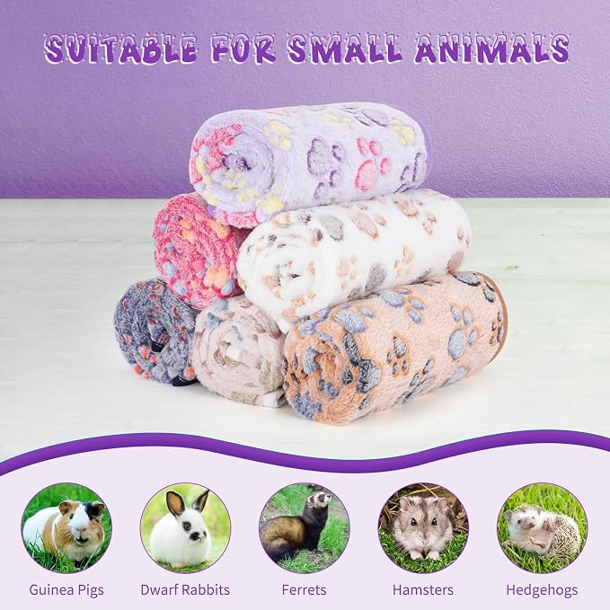 YUEPET Waterproof Guinea Pig Blankets Washable 6 Pack Small Animal Fleece Cage Liners Pet Soft Sleep Mat Pad Cover Warm Flannel Throw for Hamster Guinea Pig Rabbit Chinchilla Hedgehog Ferret 30"×16" - Image 7