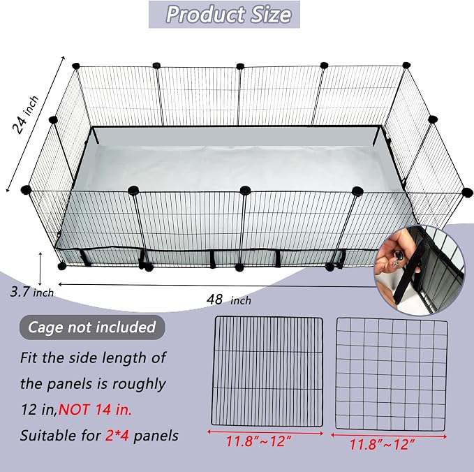 DZWLKJ Guinea Pig Cage Liner Tarp Bottom Waterproof and Washable.Available in 22 Sizes. Base Also for Rabbits, Bunny, Chinchesillas, Hedgehog, Ferrets and Other Small Animals(24x48 inches) - Image 2