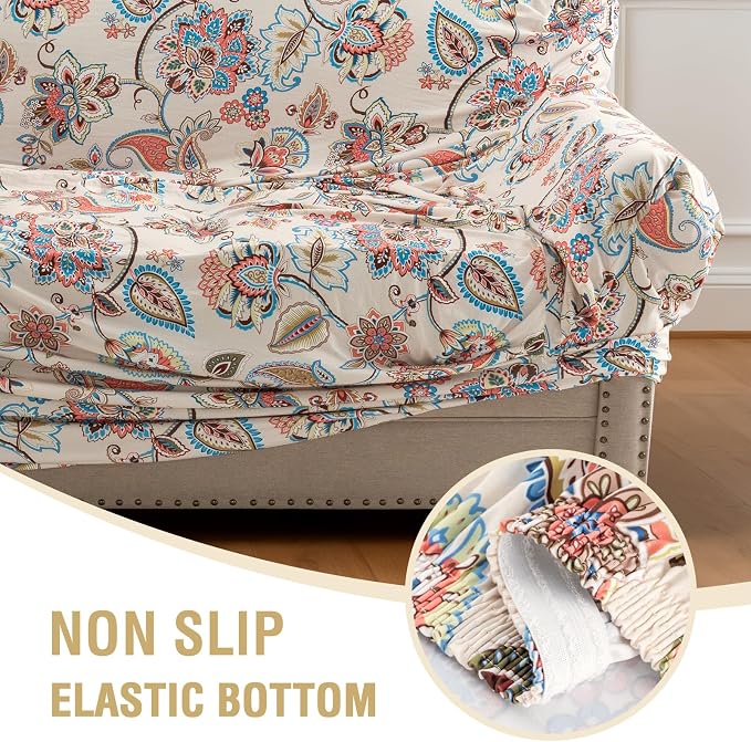 H.VERSAILTEX Floral Pattern Couch Cover Printed Sofa Covers Washable High Stretch Slip Covers for Sofas/Couches Dog Couch Cover Protector Super Soft Fabric(Sun-Kissed Floral,Sofa) - Image 7