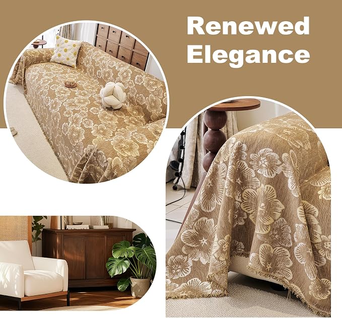 ROOMLIFE Boho Couch Covers for Sofa Washable for 3 Cushion Couch Chenille | Furniture Protector Sofa Couch Cover for Dogs, Soft Breathable Sofa Slipcover, Couch Throw Blankets with Tassels 71''X134'' - Image 7