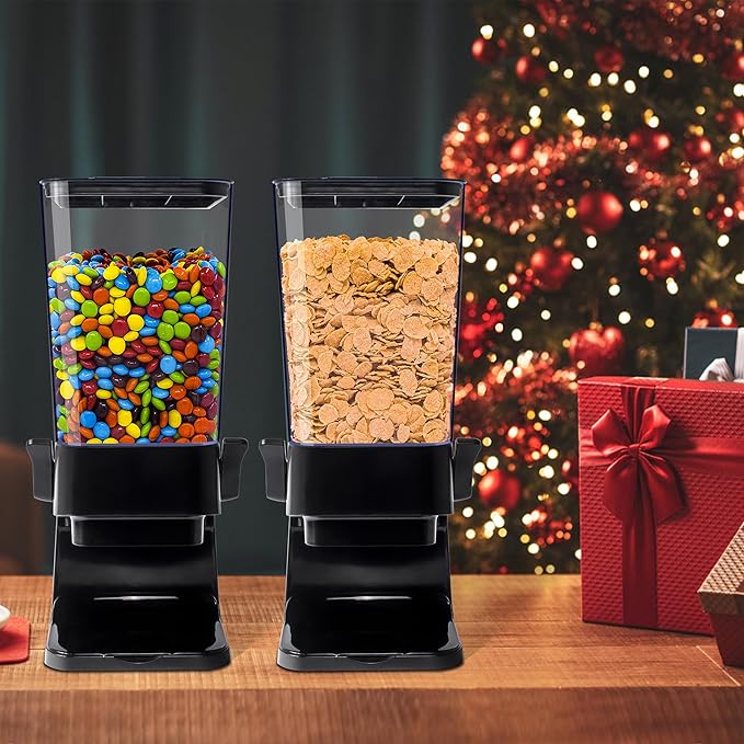Cereal Dispenser Countertop, 5L Kitchen Organization Cereal Containers Storage, Desktop Candy Dispenser Plastic Cereal Dispenser, Snack Containers Can Hold Granola, Dry Food, nut, Grain (Black, 2Pc) - Image 6