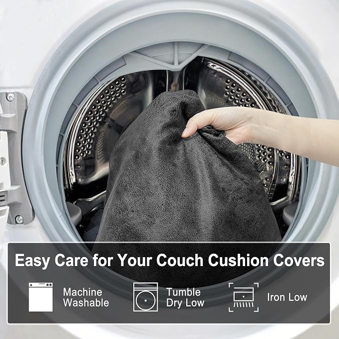 ANARACHON Leather Look Couch Cushion Covers Sofa Seat Slipcovers Sets Couches Furniture Protector for Sectional Armchair Loveseat Pets Kids Stretch Spandex Fabric (1 Cushion Armchair, Dark Grey) - Image 9