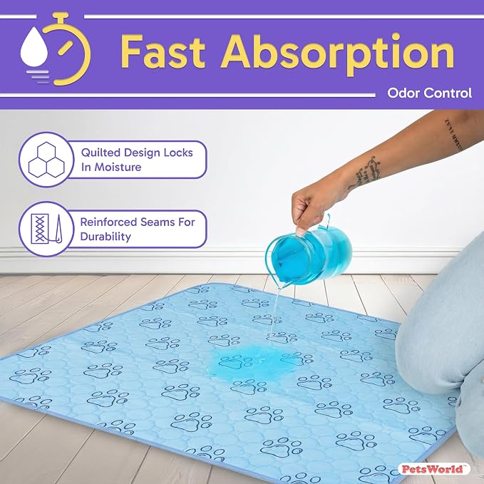 PETSWORLD Washable Reusable Dog Pee Pads (Pack of 16) – 34” x 36” Training Pads with Non-Slip Backing - Waterproof, Leakproof, Highly Absorbent Pet Pads for Puppies & Dogs - Image 5
