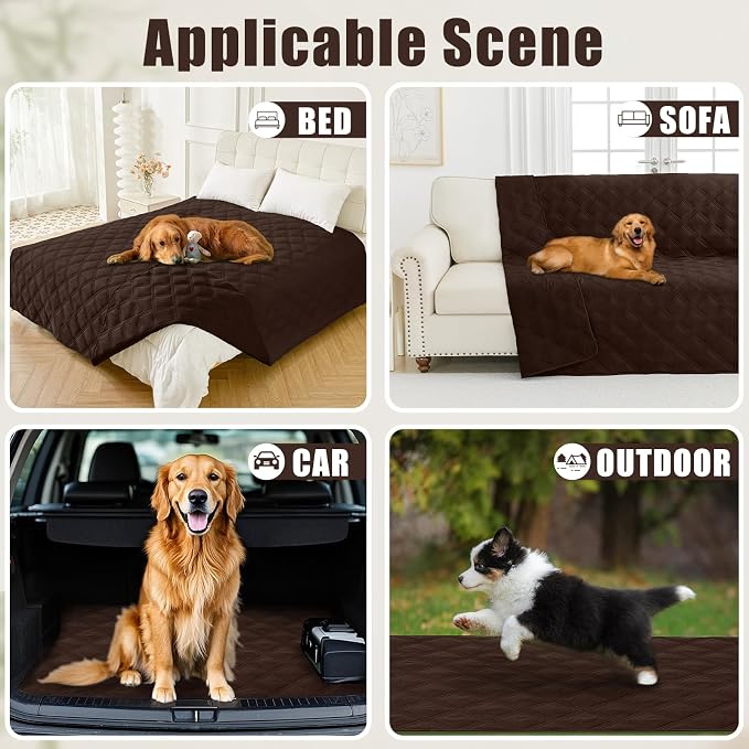 Smiry Waterproof Dog Bed Cover Blanket 68x82, Soft Reversible Pet Blanket, Washable Leakproof Cats Dogs Couch Cover for Sofa, Couch, Furniture, Chocolate/Chocolate - Image 5