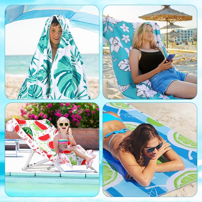12 Pcs Oversized Microfiber Beach Towels Set 30 x 60 Extra Large Fiber Swim Pool Towel Absorbent Bath Blanket for Travel Vacation Accessories Gift Spa Soft Lightweight(Hawaii) - Image 5