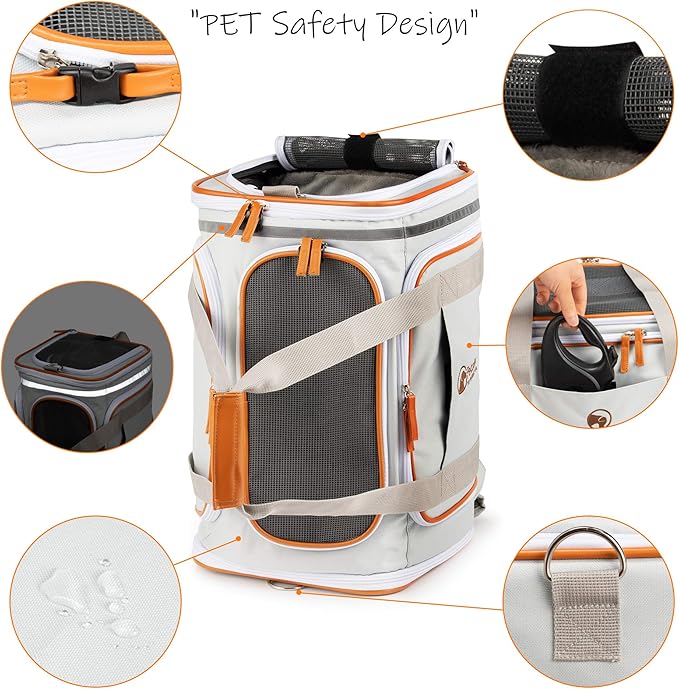 Airline Approved Pet Carrier Backpack Under seat, Soft Unique Dog Purse Travel Carriers Backpacks for Hiking Camping Outdoor, Tote Front Expandable Bag for Small Puppy Dogs in Airplane Car