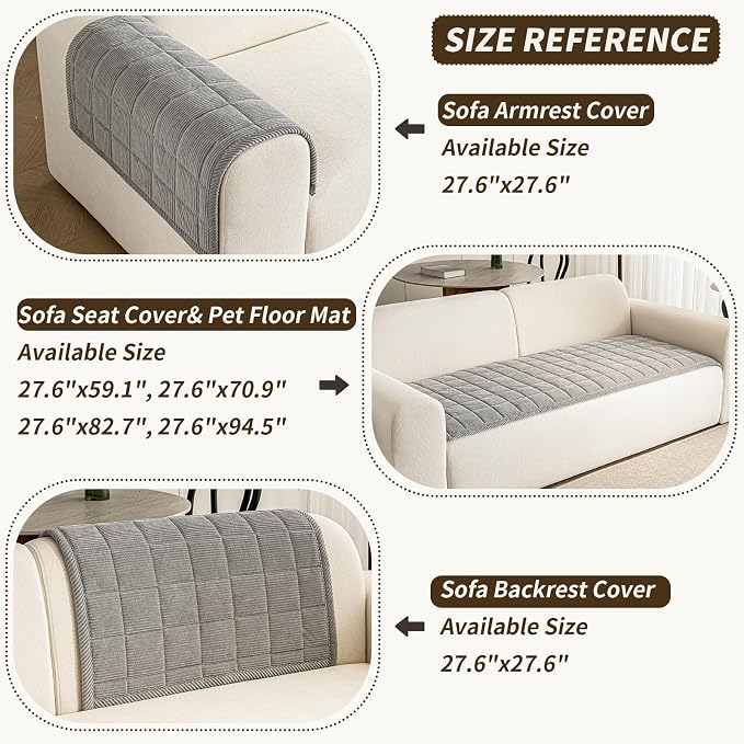 Couch Covers for Dogs Washable, 27.6"x82.7" Non Slip Couch Covers for Loveseat Sofa Pet Friendly, Soft Fuzzy Sofa Covers for Pet, Dog Couch Cover Furniture Protector(1PC,Light Grey) - Image 3