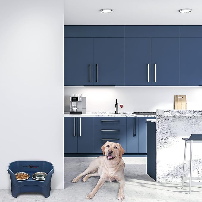 Neater Pet Brands Neater Feeder Deluxe Mess Proof Dog Bowls Elevated for Large Dogs Over 40 lbs, Made in USA, No Spill Raised Dog Food Bowl Stand Feeding Station, Food and Water Bowl Set, Dark Blue - Image 7
