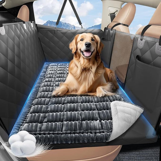 Dog Bed for Car Back Seat, Non-Slip Backseat Pet Mat Standard, 51''X23.5'' | Soft Blanket for Travel, Plaid Flannel, Quilted PP Cotton Filling, Non-Slip Backing, Machine Washable, Fit Backseat Extenders by ROUWINNE