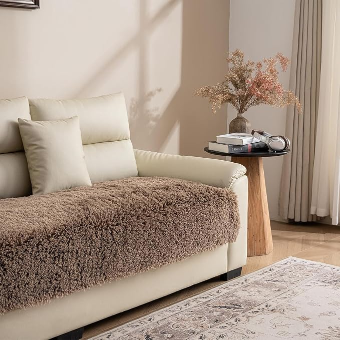Dogs/Cats Bed Mats, Dog Pad Washable Removable Couch Cover with Anti-Slip Back, Plush Long Fur Mat, Perfect for Small, Medium and Large Dogs.(Brown, 30"x70") by SNUGGLESINTO