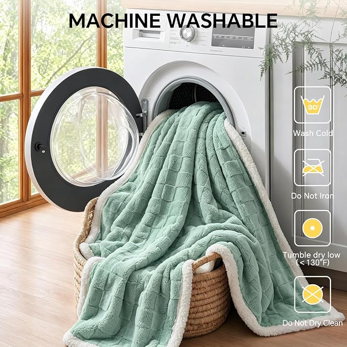 Luciphia Waterproof Dog Blanket, Reversible Fleece & Sherpa, Couch Cover | Soft plush fluffy, washable, puppy, cat, dog bed, crate, car seat, sofa, throw, furniture protector,Green,Medium(57" x 40") - Image 7