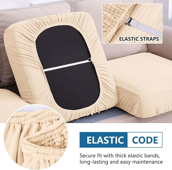 hyha Waterproof Couch Cushion Covers for Pets, Non Slip Sofa Seat Cover | Stretch Jacquard Fabric, Elastic Bottom, Non Slip Fit, Waterproof Protection, Pet Hair Protection (1 Piece for Backrest L) - Image 4