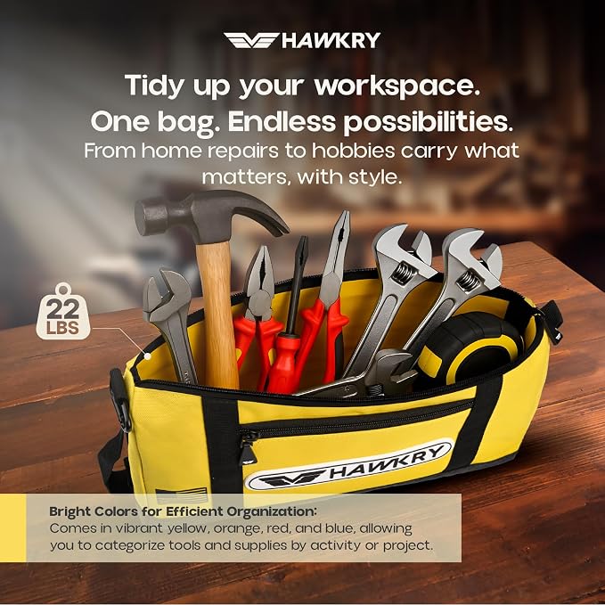 HAWKRY Oxford Waterproof Tool Bag – Small Tool Bag and Tool Pouch, Fishing Bag, Travel Pouch, Compact, Durable Small Travel Bag, Multipurpose Tool Bags for Men for Work, Fishing and Travel - Image 4