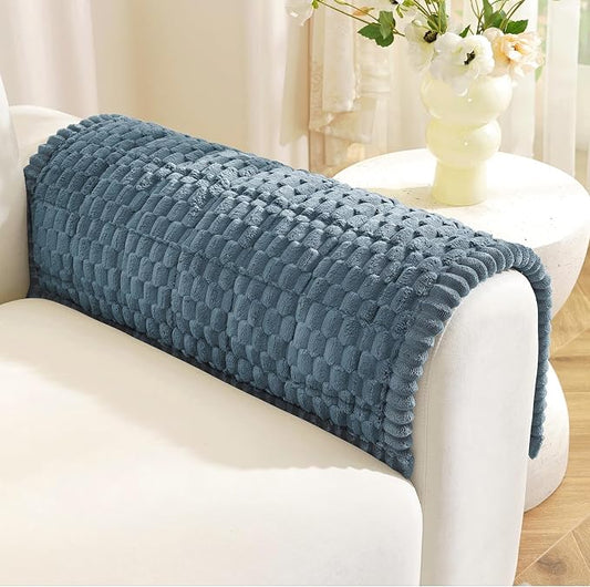 Royhom Couch Arm Covers, Arm Rest Covers for Sofa Set of 2, Thick Arm Chair Covers, Headrest Backrest Protector for Pets Recliner Loveseat Leather Cushion L Shaped Sofa (Blue, 20 x 24 Inch, 2 Pieces) by Royhom