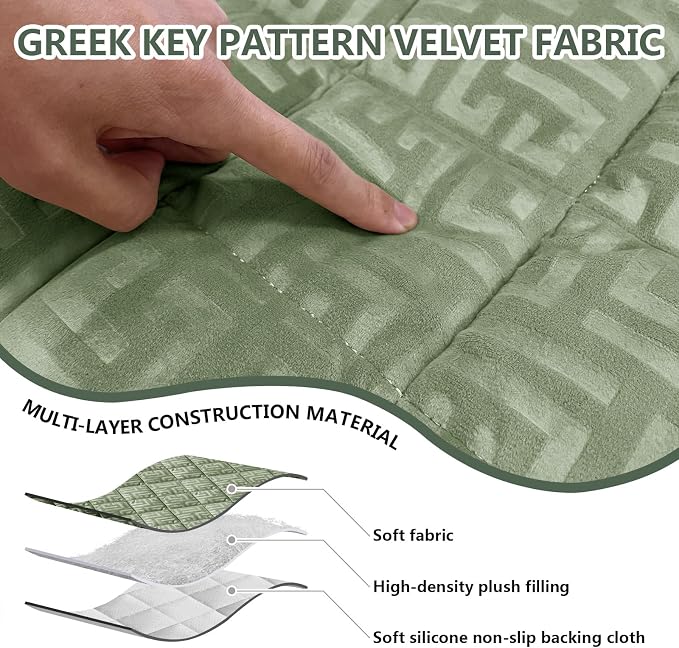 Paw Cart Couch Cover Caravan Quilted Sofa Topper Greek Key Pattern Washable Non Slip Soft Pet Protector for Any Type of Couch (Avocado,W 35“ x D 35” 1 Piece) - Image 5