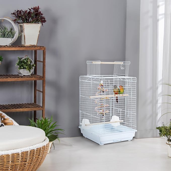 Yaheetech Open Play Top Travel Bird Cage for Conure Sun Parakeet Green Cheek Conure Lovebird Budgie Finch Canary, Small-Size Cage Portable - Image 2