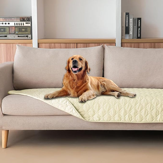 gogobunny 100% Double-Sided Waterproof Dog Bed Cover Pet Blanket Sofa Couch Furniture Protector for Puppy Large Dog Cat, Reversible (30x70 Inch (Pack of 1), Dark Cream/Light Cream) by gogobunny