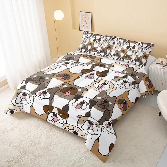QOOMO Kawaii Dog Comforter Twin Size,Dogs Comforter Set for Kids Teens Girls Boys,3Pcs Bedding Set Printed Comforter with 2 Pillowcases,Down Alternative,Soft and Lightweight，Twin Size - Image 3