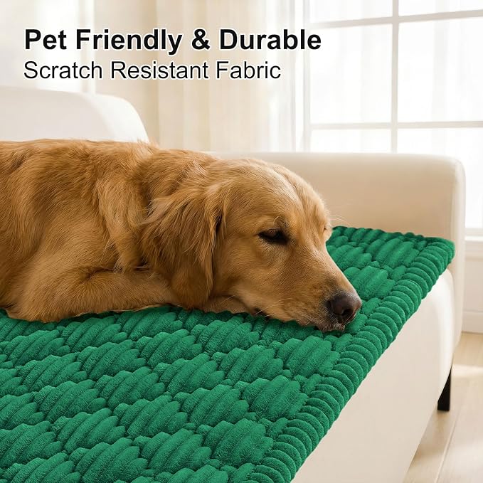 Smiry Couch Cover for Dogs Washable, Non Slip Fuzzy Pet Sofa Protector | Soft Thick Furniture Cover for Sofa, Loveseat and Sectional, Scratch & Pet Hair Resistant (Emerald Green, 27.6" x 88") - Image 3