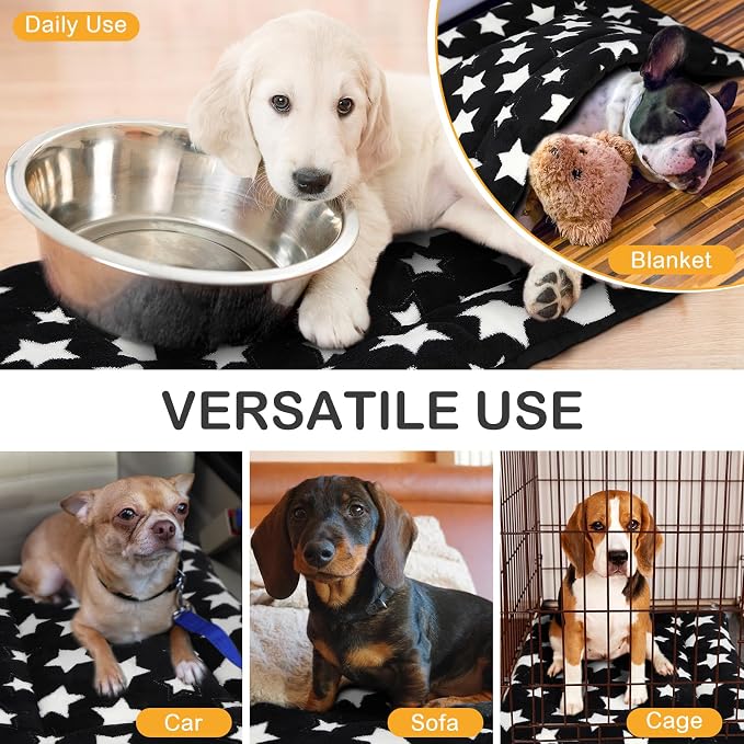 VitalCozy 4 Pcs Dog Crate Pads, Ultra Soft Warm Washable Anti-Slip Kennel Bed Mat for Pets, Reversible, Replaceable, Cage Liner for Small Medium Large Dogs and Cats(18 x 24 x 1.6 Inch,Star,Black) - Image 5