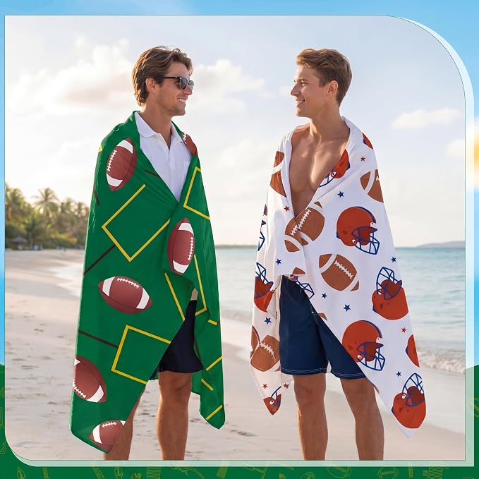 Peryiter 6 Pcs Football Oversized Microfiber Beach Towels 59 x 28 Inch Sand Free Quick Dry Large Pool Towels Absorbent Camping Travel Blanket Set for Men Bath Beach - Image 5