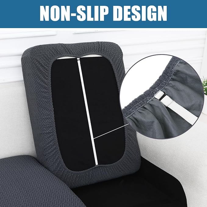 Smiry Waterproof Couch Cushion Covers, Non Slip Seat Cushion Covers | Stretch Jacquard Sectional Sofa Slipcover, Washable Elastic Furniture Protector for Pets, Kid, Medium, Dark Grey - Image 3