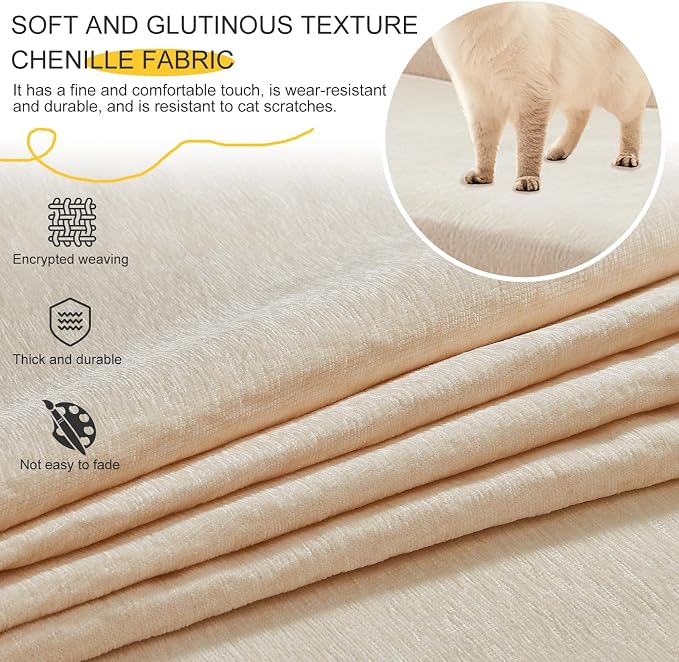 Chair Cover for Washable Sectional Couch Covers, Chair(71"x91"), Beige | Couch Covers Protector with Tassel Sofa Slipcover for Pet & Kid Friendly - Image 4