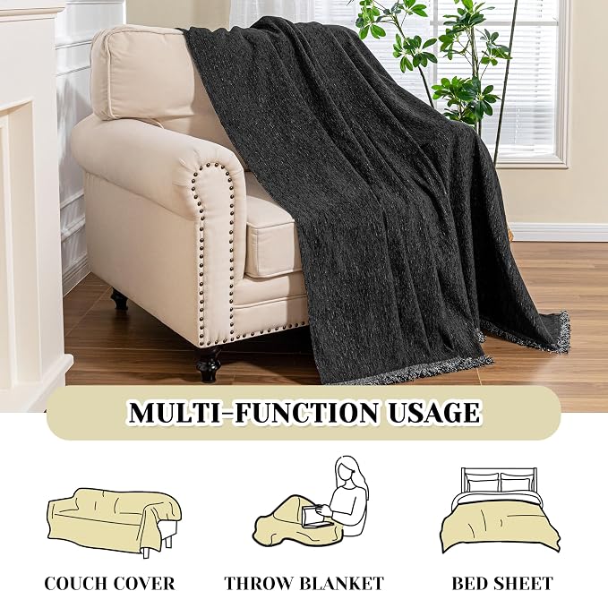 MEETSKY Oversized Chair Cover, Chenille Armchair Couch Cover for Single Sofa, Couch Cover for Dog, Recliner Chair Covers for Pet, Black, 71" X 91" - Image 7