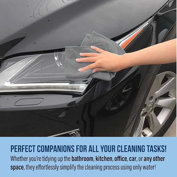 GREEN LIFESTYLE Microfiber Cleaning Cloth 11.5" x 11.5" 12 Pack - Edgeless Microfiber Towels for Cars, Cleaning Rags, Lint Free Car Microfiber Towel, Reusable Cleaning Cloths for House, Garage (Grey) - Image 3