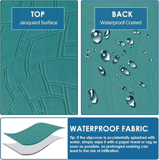 MAXIJIN Waterproof Couch Cushion Covers Individual Sofa Seat Cushion Cover Stretch Sectional Sofa Slipcovers with Elastic Bottom for Dogs Pets (3 Pieces for Seat or Backrest, Blackish Green) - Image 3