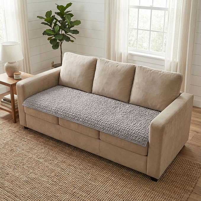 PAULATO BY GA.I.CO. Waterproof Blanket – 24x67” Changing Absorbent Pad for Incontinence – Machine Washable Stain-Resistant Protector for Couch Sofa or Bed – Reusable Waterproof Cover - Light Grey - Image 2