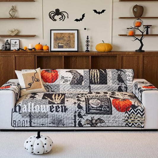 EVENHUG Halloween Sofa Cover for Festival Home Decorations Slipcover Furniture Protector Washable Couch Cover with Non Slip and Elastic Straps for Kids Pets Dogs (Sofa) by EVENHUG