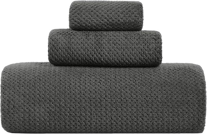 Extra Large Bath Sheet Set 3-Piece, 1 Bath Towel 40x80 Inches, 1 Hand Towel, 1 Washcloth, Soft Absorbent Quick Dry Microfiber Towel for Bathroom Beach Pool Gym Spa, Charcoal Gray by BXRBXRTowels