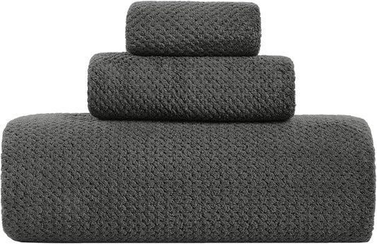 Extra Large Bath Sheet Set 3-Piece, 1 Bath Towel 40x80 Inches, 1 Hand Towel, 1 Washcloth, Soft Absorbent Quick Dry Microfiber Towel for Bathroom Beach Pool Gym Spa, Charcoal Gray by BXRBXRTowels