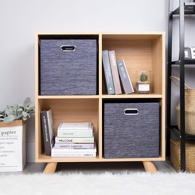 Posprica Storage Cube Basket Bins,13×13 Foldable Storage Containers for Shelf Cabinet Bookcase Boxes,Thick and Heavy Duty Fabric Drawer (4pcs, blue) - Image 5