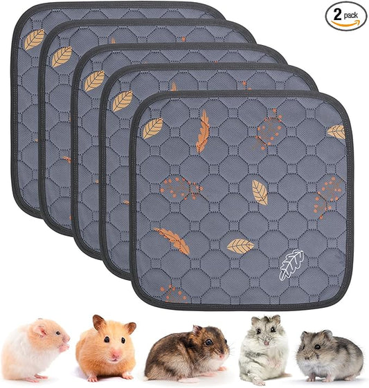 Sunheir Washable Pee Pads for Small Pet 5-Pack, Reusable Pet Training Pads Absorbent & Leak-Free, Waterproof Pee Pads for Dog Cat Rabbit Guinea Pig Hamster, Whelping Pad (Leaves - Deep Grey, 12x12) by SUNHEIR