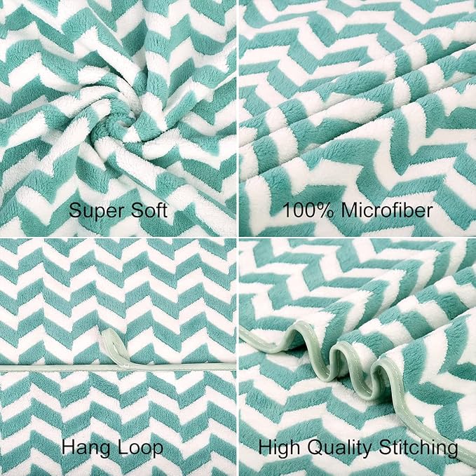 JML Microfiber Bath Towels, 2 Pack, 30" x 60", Chevron Green | Hanging Loop, Oversized, Soft, Super Absorbent, Fast Drying, Use for Sports, Fitness, Yoga - Image 3